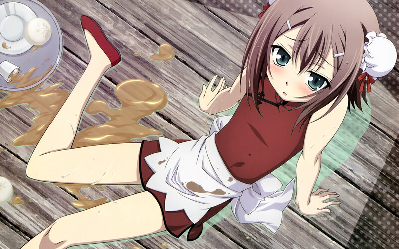 anime girl with spilled drink
