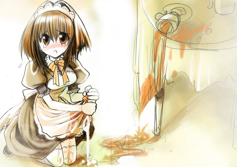 anime girl with spilled drink