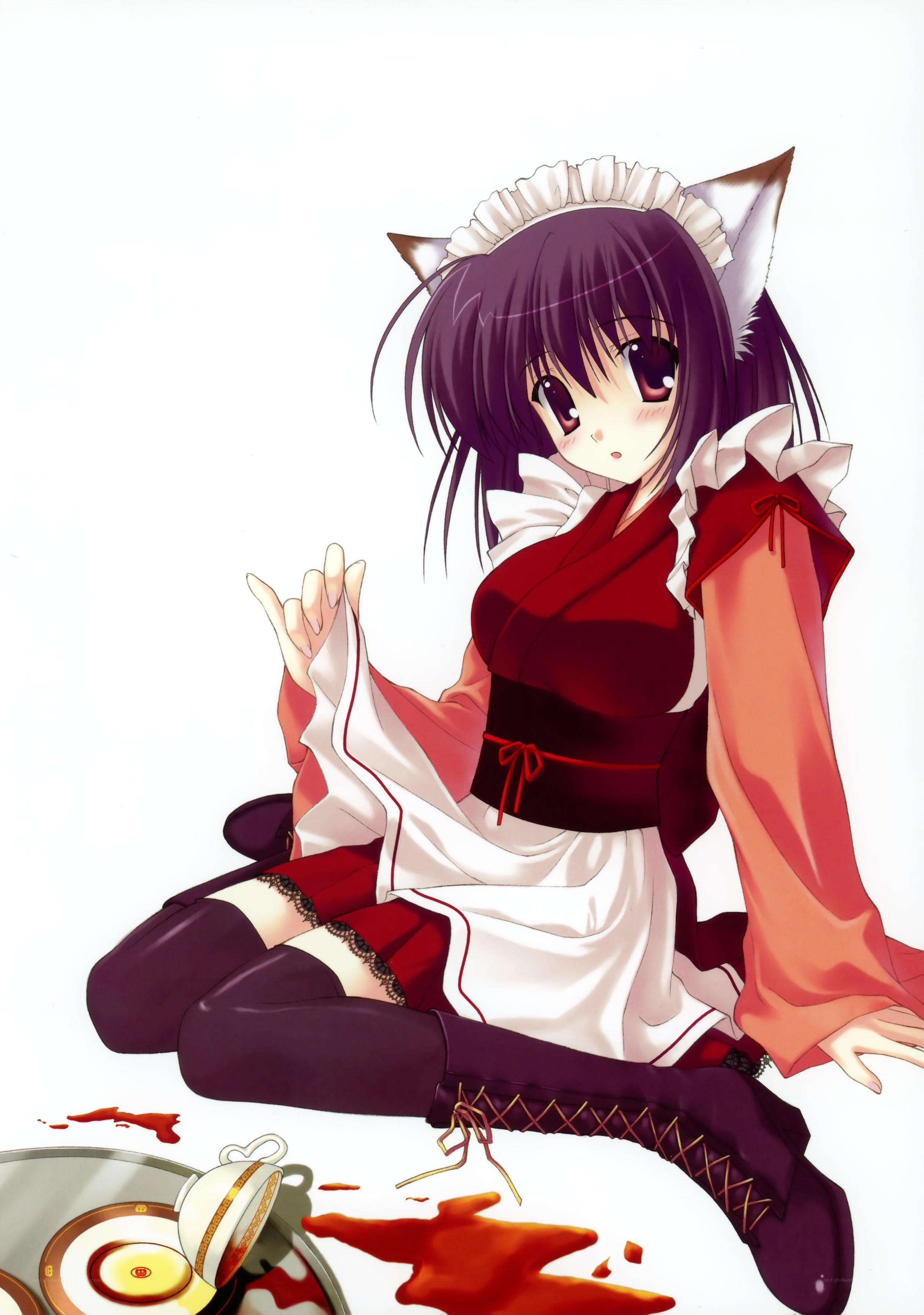 anime girl with spilled tea