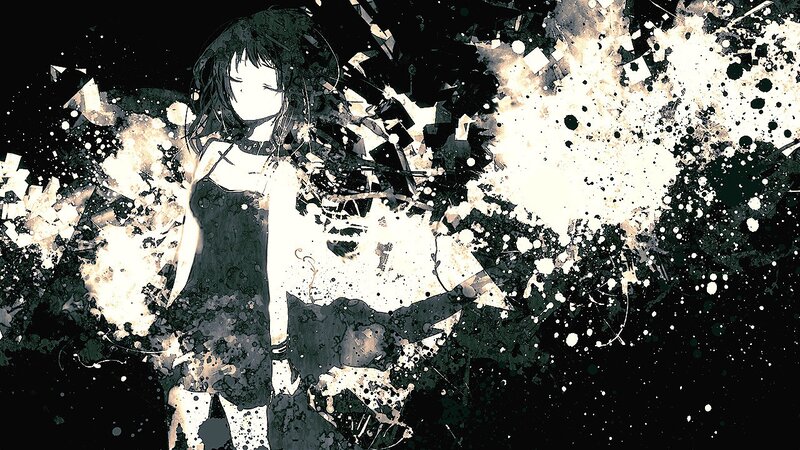 anime girl with splatter art