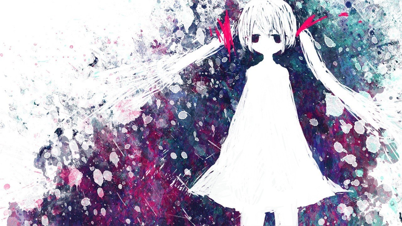 Anime girl with splattered background