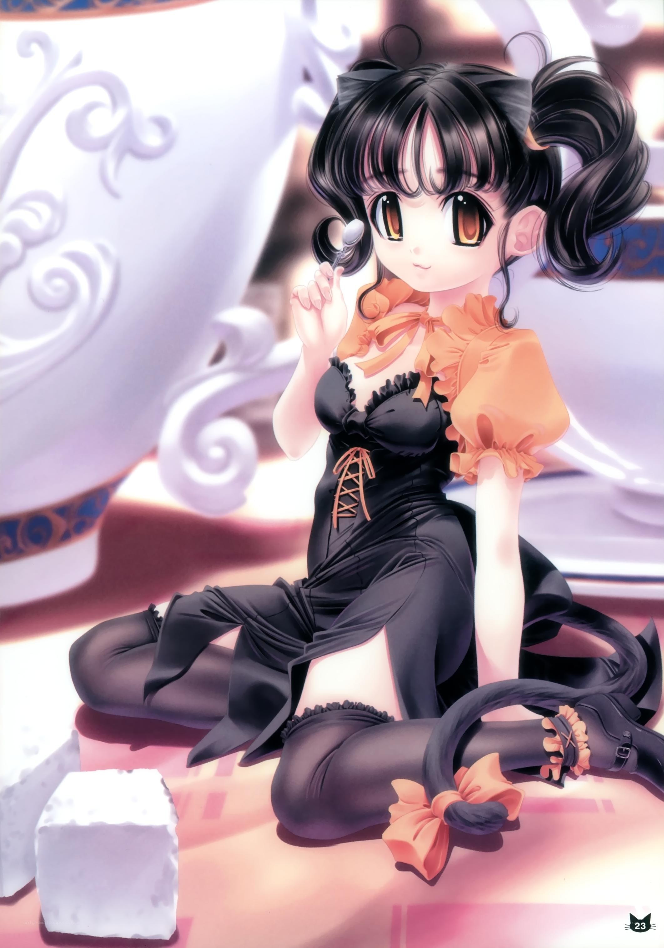 anime girl with spoon