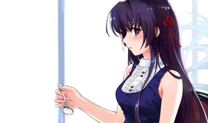 anime girl with spoon