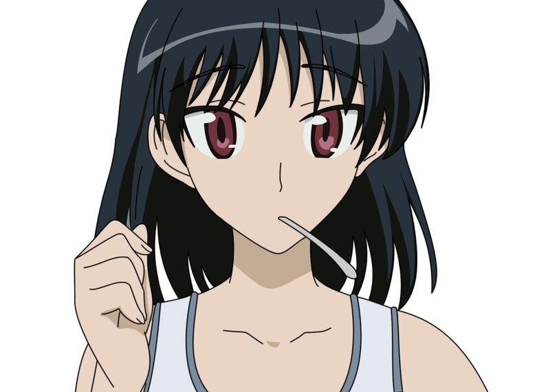 Anime Girl with Spoon — Black