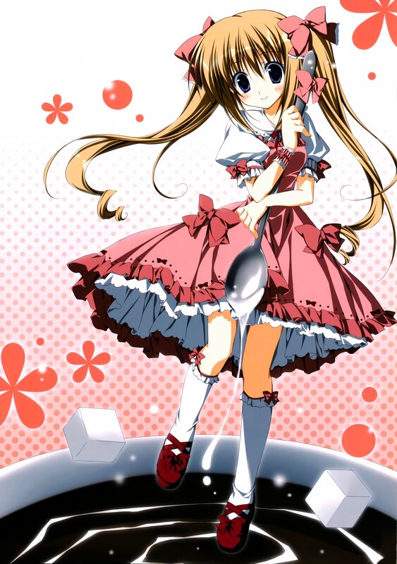 Anime Girl with Spoon — Pink, Playful, Dress
