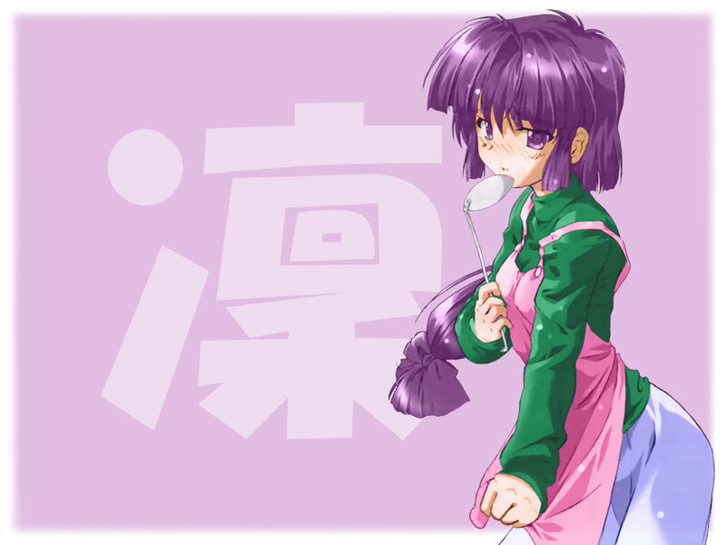 Anime Girl with Spoon — Purple, Playful