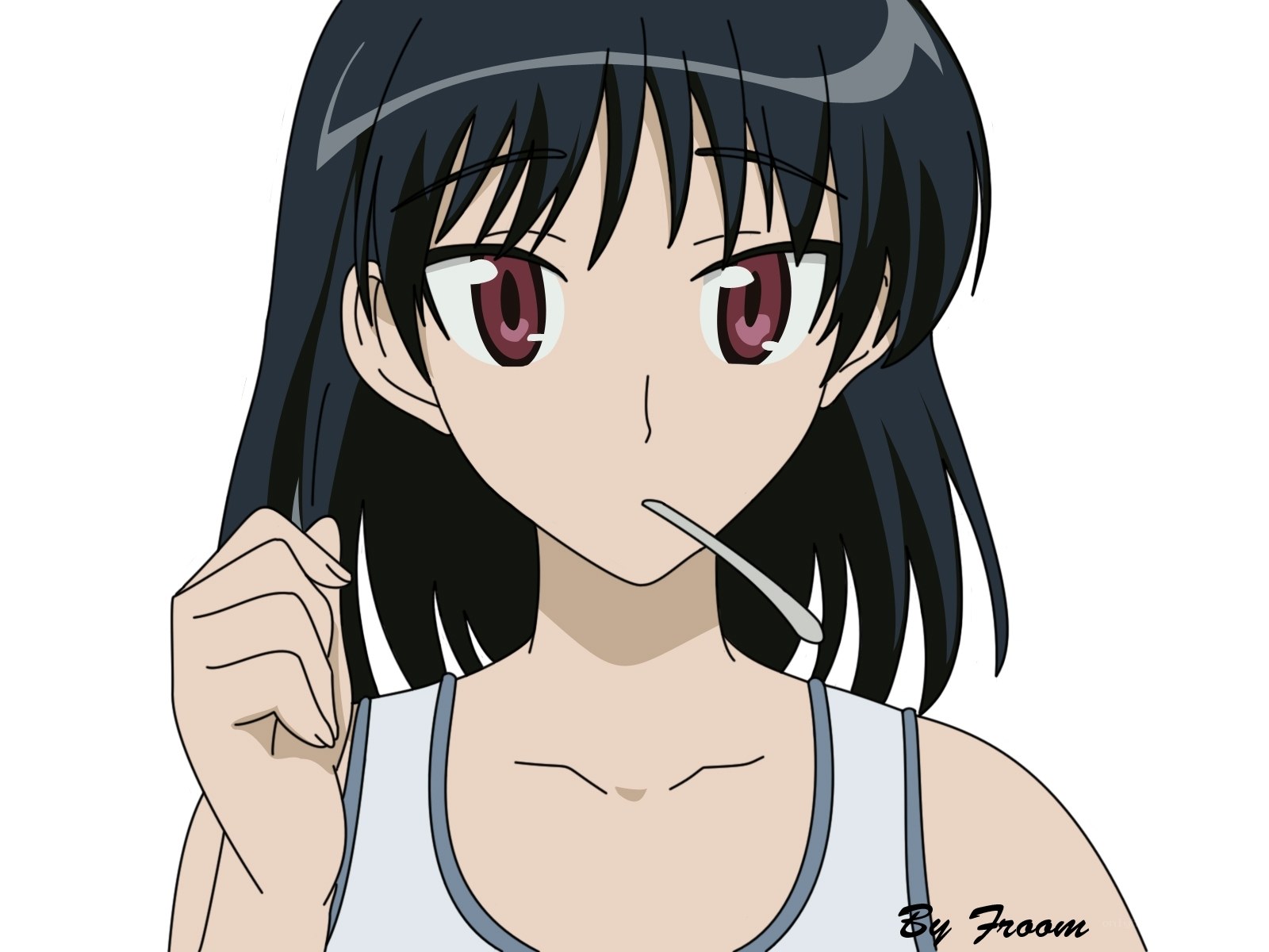 anime girl with spoon