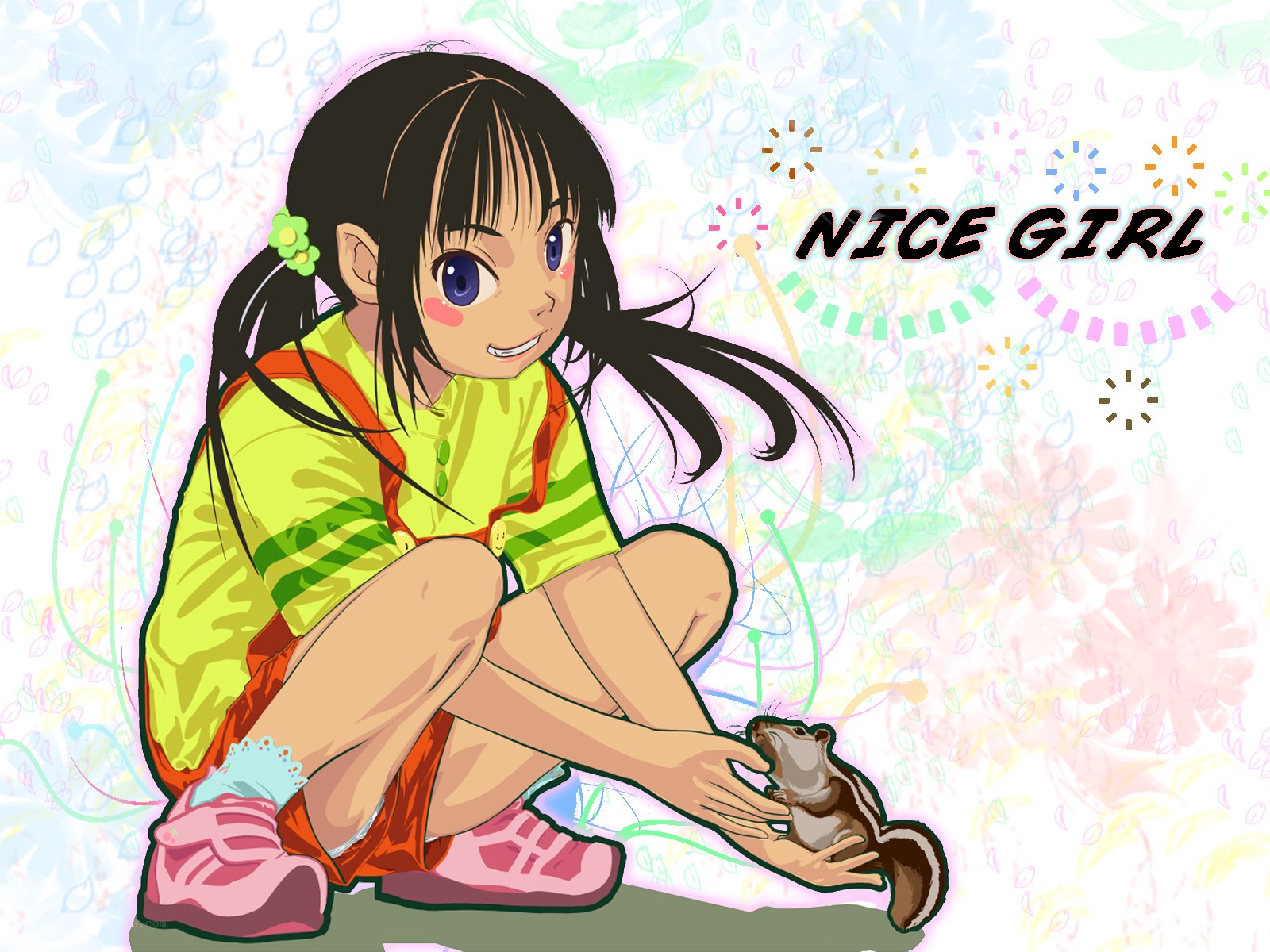 anime girl with squirrel