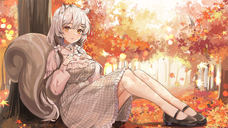Anime Girl with Squirrel Tail — Orange