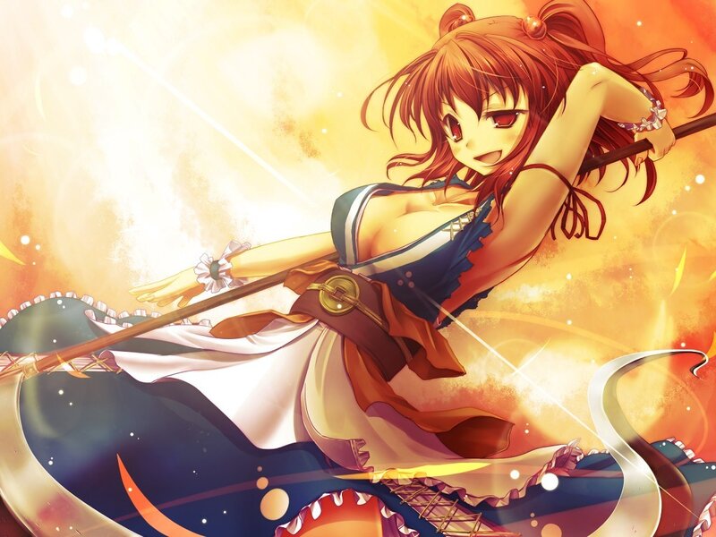 Anime girl with staff