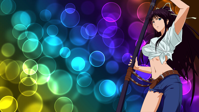 anime girl with staff