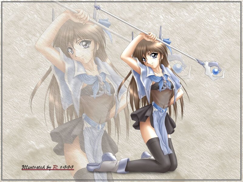 anime girl with staff