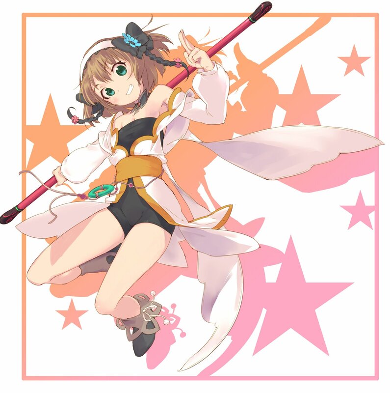 anime girl with staff