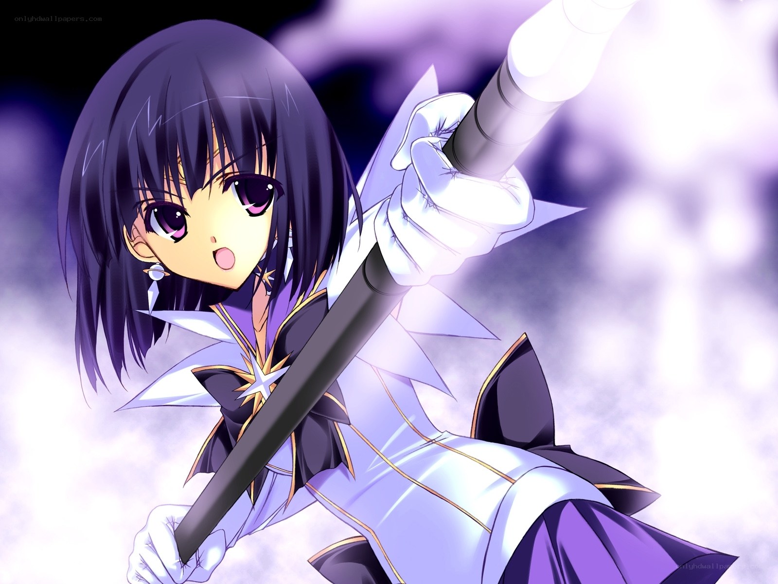 anime girl with staff