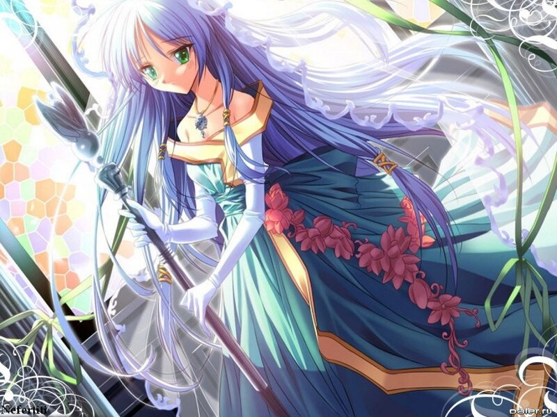 anime girl with staff