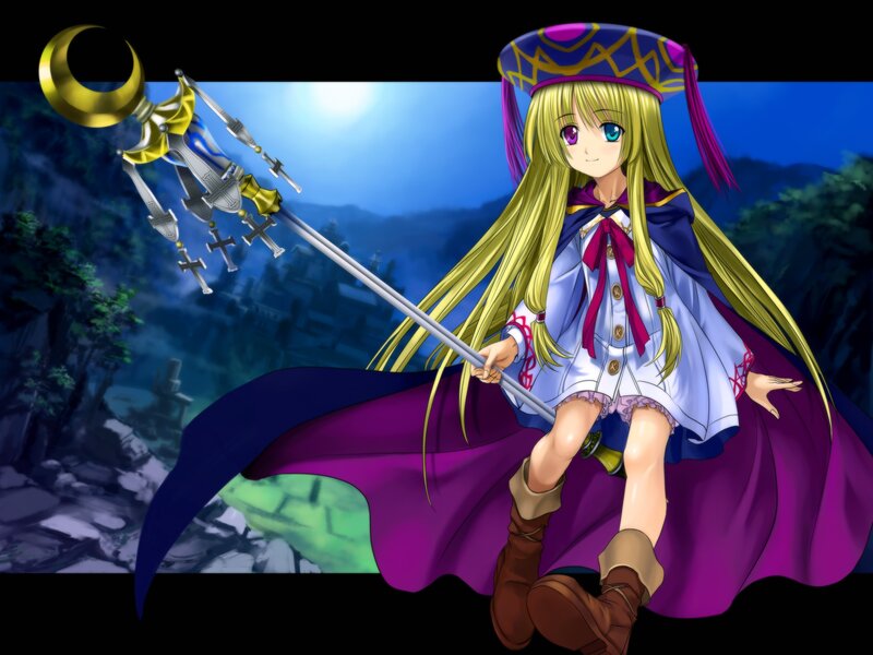 Anime girl with staff