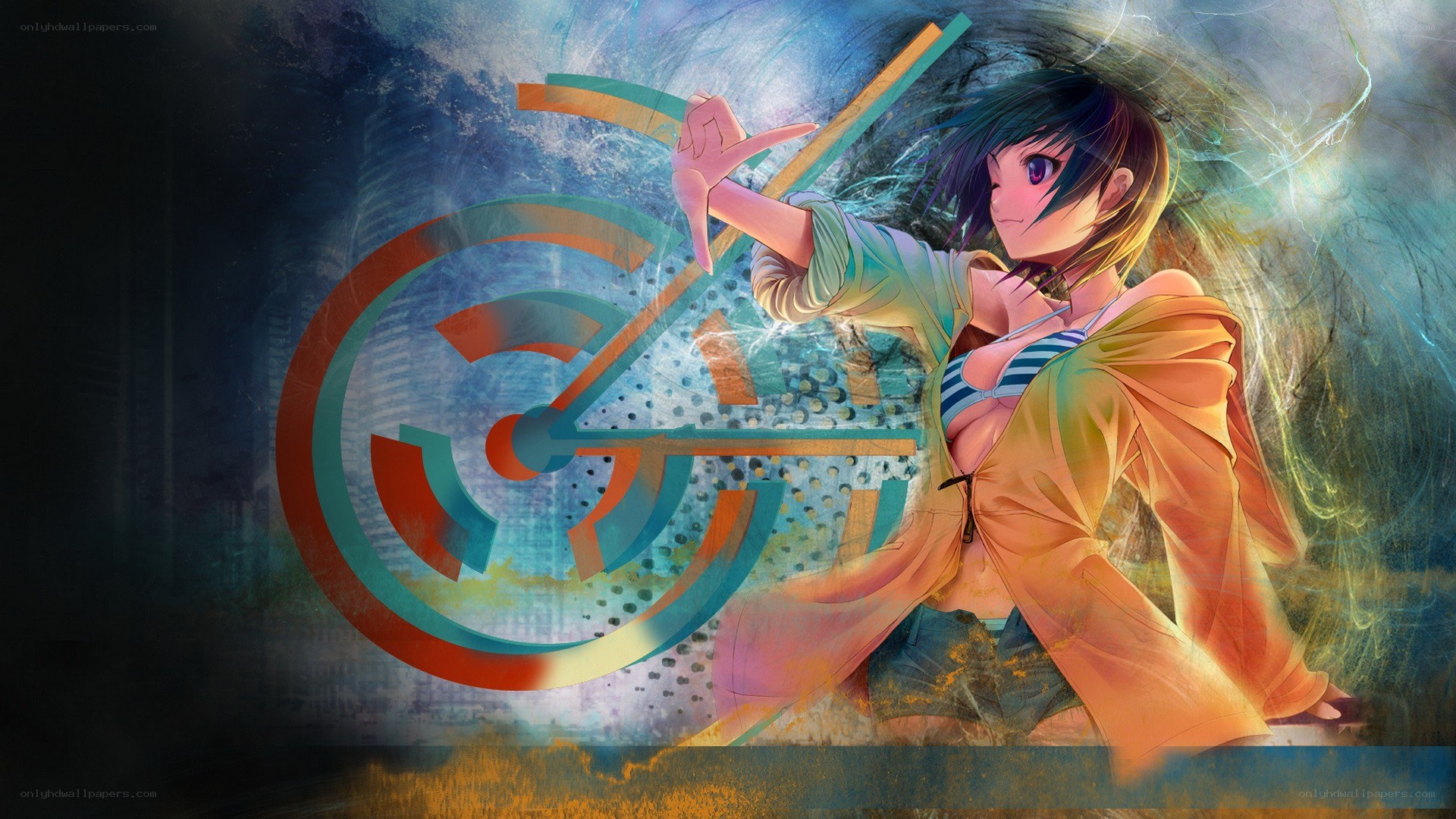 anime girl with staff