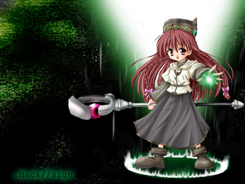 anime girl with staff