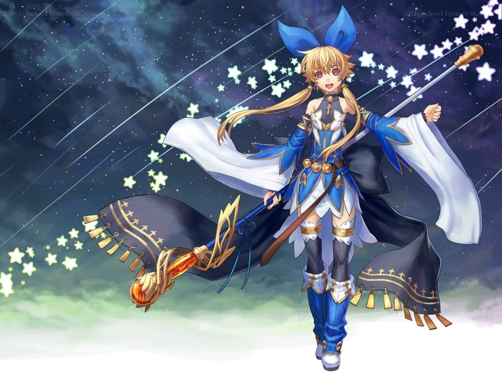 anime girl with staff