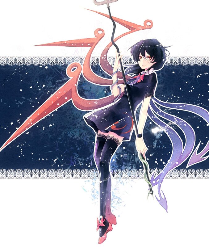 Anime girl with staff and weapon
