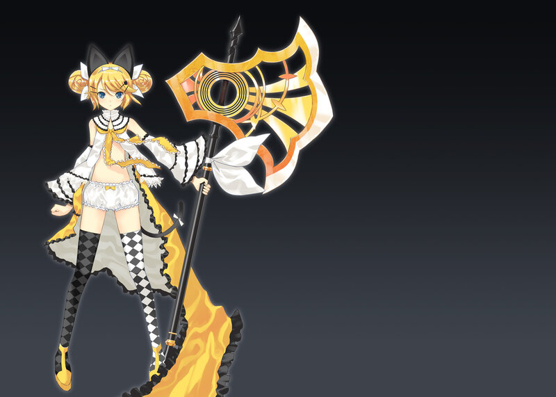 Anime Girl with Staff — Black, Dramatic, Digital Art, Cat Ears