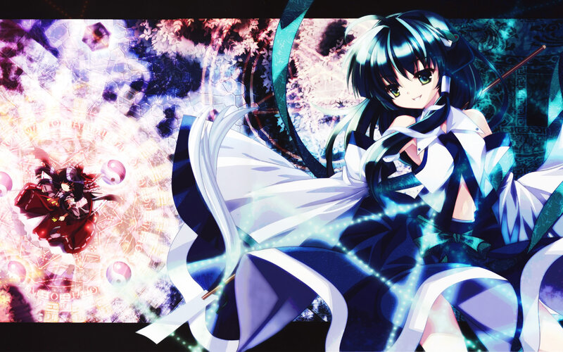 Anime Girl with Staff — Blue, Dramatic, Digital Art