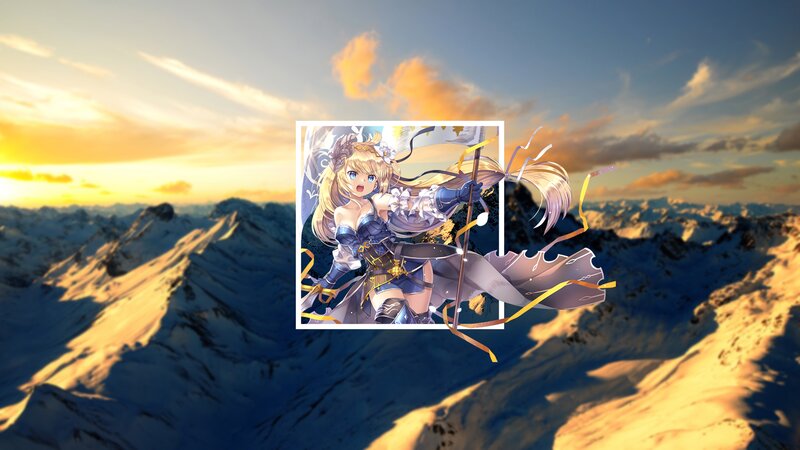 Anime Girl with Staff — Blue, Dramatic, Sunset