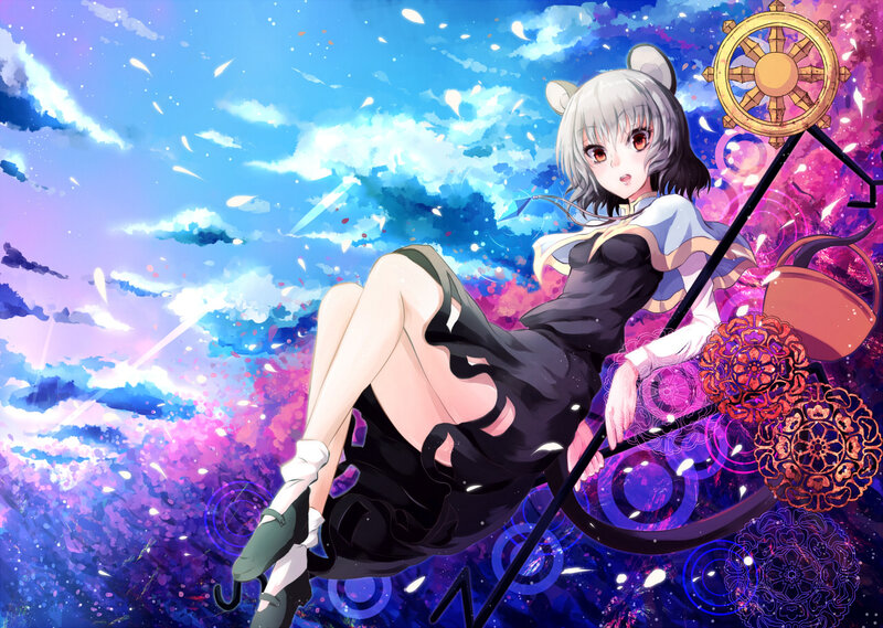 Anime Girl with Staff — Blue, Dreamy