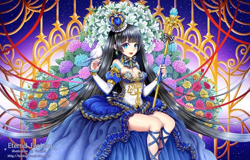 Anime Girl with Staff — Blue, Regal