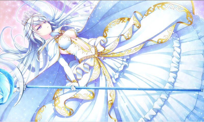 Anime Girl with Staff — Blue, Serene, Digital Art, Crown
