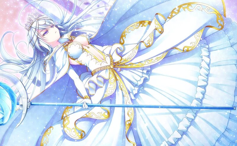 Anime Girl with Staff — Blue, Serene, Digital Art