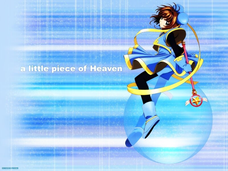 Anime Girl with Staff — Blue, Serene