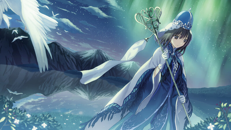 Anime Girl with Staff — Blue