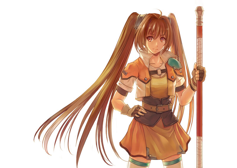 Anime Girl with Staff — Brown, Calm
