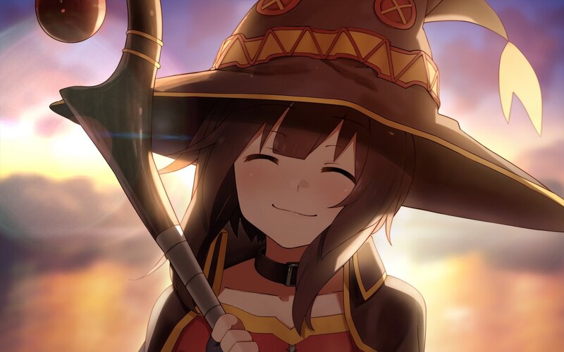 Anime Girl with Staff — Brown, Peaceful