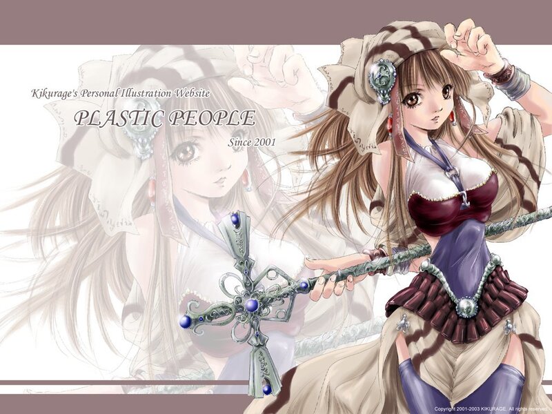 Anime Girl with Staff — Brown