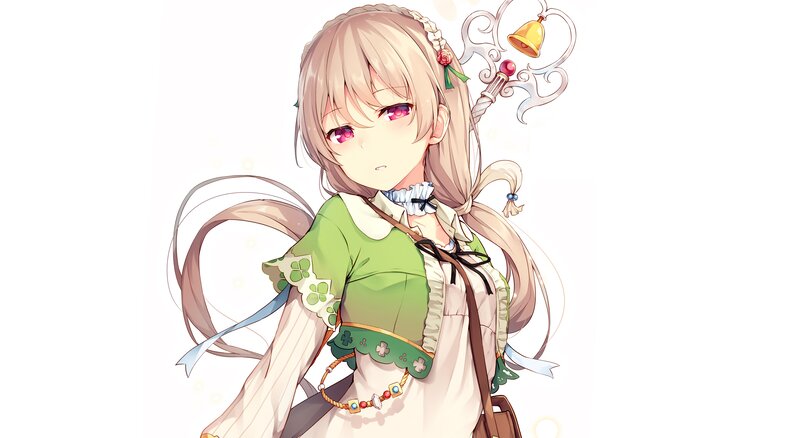 Anime Girl with Staff — Green, Calm, Digital Art