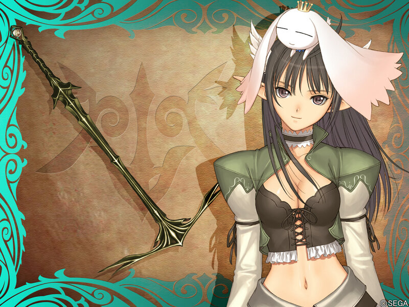 Anime Girl with Staff — Green, Calm