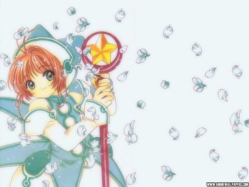 Anime Girl with Staff — Green, Playful, Flower Petals