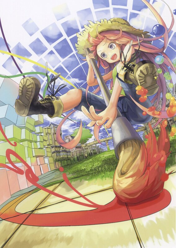 Anime girl with staff in action
