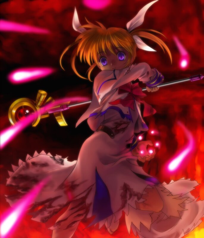anime girl with staff in battle