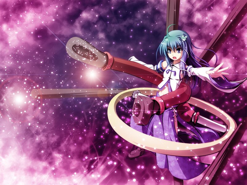 anime girl with staff in space