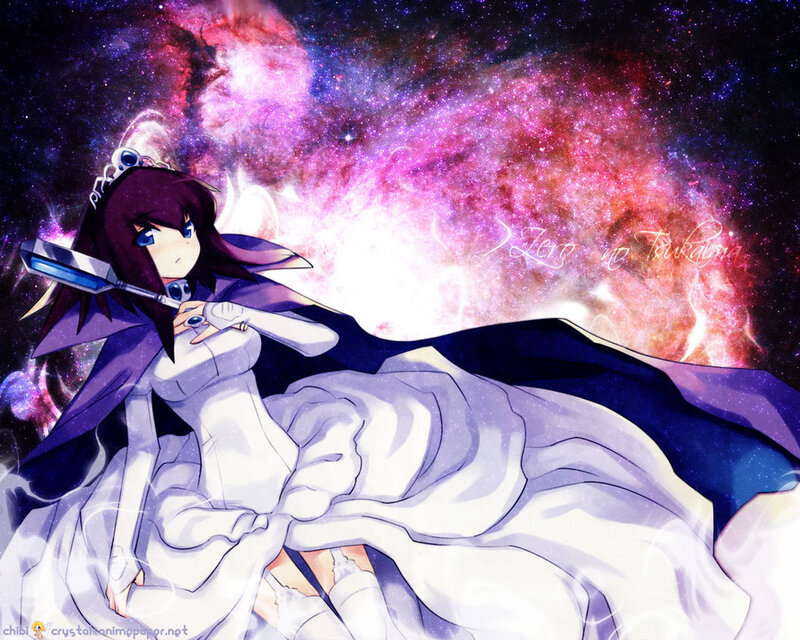 anime girl with staff in space