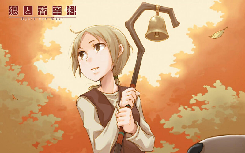 Anime Girl with Staff — Orange, Serene, Autumn, Bell