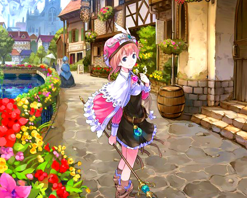 Anime Girl with Staff — Pink, Peaceful