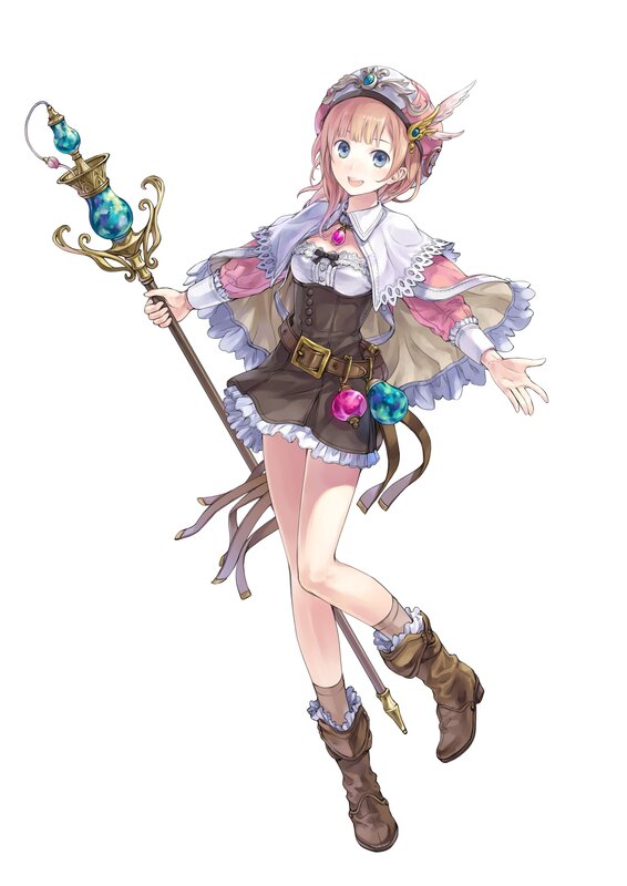 Anime Girl with Staff — Pink, Playful, Digital Art, Hat