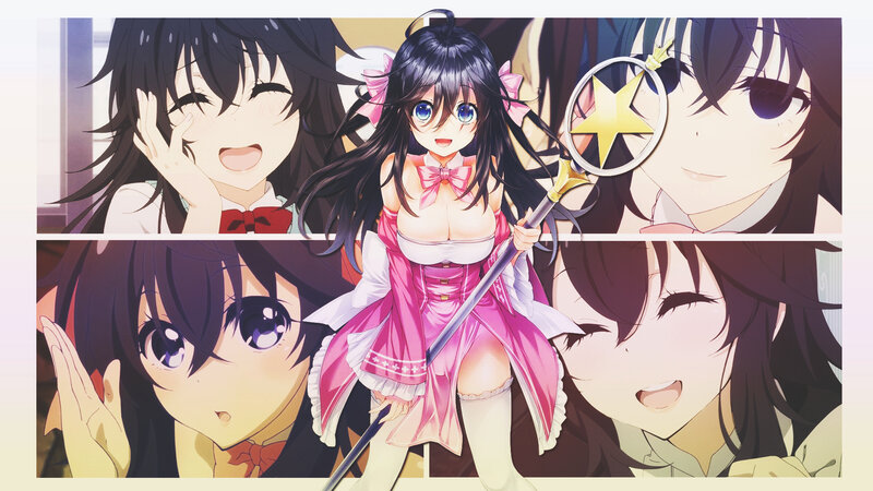 Anime Girl with Staff — Pink, Playful, Pink Dress