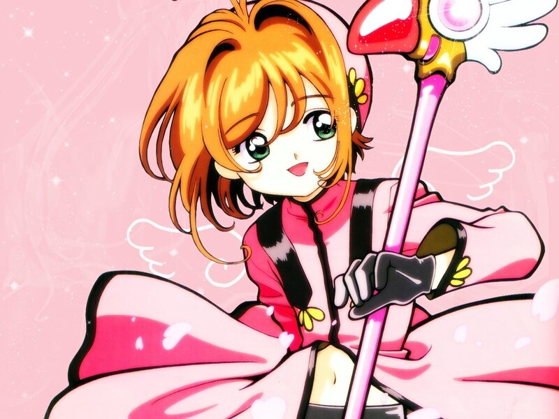 Anime Girl with Staff — Pink, Playful