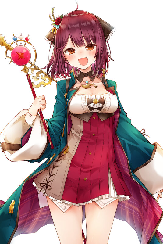 Anime Girl with Staff — Purple, Cheerful, Digital Art