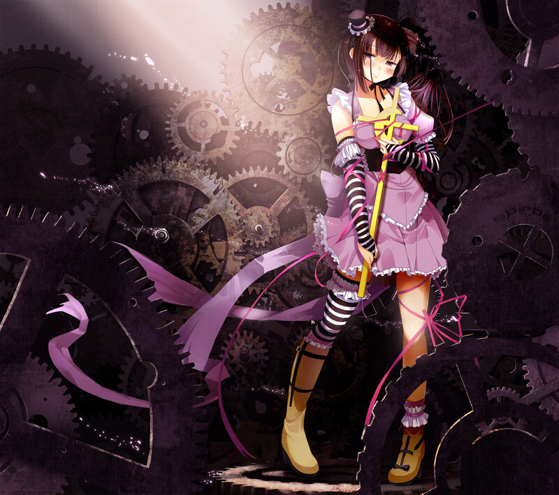 Anime Girl with Staff — Purple, Dramatic, Digital Art